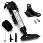 VeloChampion Alloy 9 Mini Bike Pump with Pressure Gauge, 120 PSI/8.2BAR. Bicycle Pump, Presta/Schrader/Dunlop, T-Bar Handle, Frame Mount & Ball Needle for MTB, Road & E-Bikes (Pump)