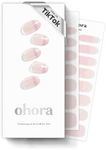 ohora Semi Cured Gel Nail Strips (N Romantic French) - Works with Any Nail Lamps, Salon-Quality, Long Lasting, Easy to Apply & Remove - Includes 2 Prep Pads, Nail File & Wooden Stick