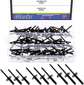 Glarks 75Pcs 3/16" x 5/8" / 13/16" / 1" Black Large Flange Blind Rivets Pop Rivets Assortment Set for Joining Metal Plate Pipe Automotive