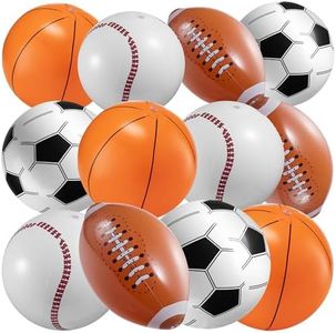 16" Inflatable Sports Beach Balls Variety Pack (12 Pcs) - 3 of Each - Basketball, Baseball, Football, Soccer Beach Balls for Sports - Themed Parties, Pool Toys, Birthday Decorations, and Party Favors