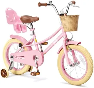 Glaf Girls Bike with Training Wheels and Basket Kids Bike for Girls Boys Age 2-12 Years Toddlers Bicycle with Bell Adjustable Seat Handlebar (16 Inch with Training Wheels, Pink)