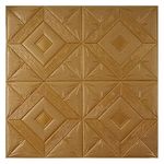 Golden Cart Ceiling Wallpaper (20 Pcs) 3D Foam Wallpaper Sticker Panels I Ceiling Wallpaper for Living Room Bedroom Foam Tiles (Square Design, Brown Colour, 20 Pieces, 70x70 cm Each)