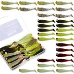 Funzahn Fishing Soft Plastic Lures Swimbaits Jerkbaits Shad Paddle Tail Baits for Bass Crappie Trout Pike Walleye Lake Saltwater Freshwater Lake Kit