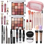 Makeup Kit All-in-one Makeup Gift Set for Women Full Kit,including travel makeup bag, makeup brush set, eyeshadow palette, lip gloss, foundation, highlighter, mascara, eyeliner, eyebrow pencil(Pink)