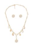 ZAVERI PEARLS White Enamel Contemporary Charm Necklace Chain & Earring Set For Women-ZPFK15024