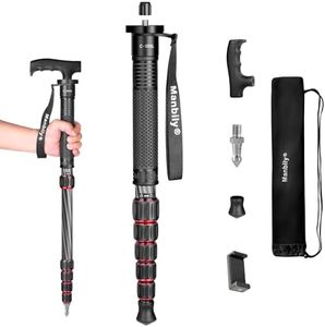 Manbily Camera Monopod Carbon Fiber Portable Compact Lightweight Travel Monopod with Carrying Bag Walking Stick Handle,for DSLR Canon Nikon Sony Video Camcorder,6 Sections up to 61-in (C-555L)
