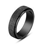 ALEXTINA Dainty Cute Anxiety 6mm Spinner Ring for Women Teen Girls Stainless Steel Rings for Men Gold Wedding Band Stress Relief Glitter Finish, Black Size 4