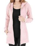 Tuopuda Womens Long Hoodies Zip Up Plain Hoodie Long Sleeves Ladies Fleece Longline Hoodie Sweatshirts Casual Loose Hooded Coat Zipper Plus Size Tops Pullover Jacket with Pockets(Pink,M)