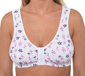 Orchid Womens Stretch Soft Cotton Non Wired Front Fastening Comfortable Bra (48, White Floral)