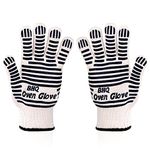 Extreme Heat Resistant Oven Gloves - EN407 Certified 932F - Cooking Gloves for BBQ, Grilling, Baking,Cutting, Welding, Smoker Fireplace (Black)