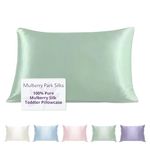 MULBERRY PARK SILKS Little Royals - Kid's Bedding - 100% Pure Charmeuse Silk Bedding 19 Momme (Toddler Pillowcase (13" x 18"), Goodnight Green)