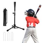 Kids Baseball Tee, 20.87 to 31.29 Inches Batting Tees for Baseball with Carry Bag, Portable Stable Baseball Tees for hitting, Tripod Tanner Tee for Baseball Practice Stand Aged 3-8 Years (Black)