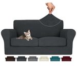 MAXIJIN 3 Piece Couch Covers for 2 Cushion Couch loveseat Cover, Stretch Love Seat Sofa Slipcovers for Dogs Pet, Thick Furniture Protector with 2 Seat Cushion (Loveseat, Gray)