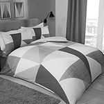 Sleepdown Splice Geometric Mono Black White Soft Easy Care Duvet Cover Quilt Bedding Set with Pillowcases - Double (200cm x 200cm)