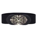 Syuer Women Retro Style Stretchy Waist Belt Vintage Elastic Wide Dress Belts (S-M (26”-32”), Black)