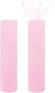 Handi Stitch Pack de 2 Rollo Tul Rosado Claro 30 cm x 25 m de Largo - Tela de Tul Poliéster Red para Fiestas de Cumpleaños, Regalos, Bodas, Decoraciones, Manualidades, Lazos, Falda Tutú, Disfraces