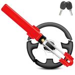 GADLANE Twin Bar Steering Wheel Lock - High Visibility Anti-Theft Device, Car Steering Lock, Strong Car Security for Cars, Van & Caravan with 2 Keys (Red)
