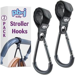 PBnJ baby Stroller Hooks for Hanging Diaper Bags - Mommy Stroller Clip and Stroller Accessories Organizer Hook - Large Carabiner Clips for Mom Purse Shopping Grocery Bag and Accessory - (2 Pack)