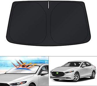 KUST Custom Fit Windshield Sun Shade for Mazda 3 Accessories 2019-2024 2025 Mazda3 Hatchback/Sedan Window Shade Cover Sun Visor Foldable Blocks UV Rays Keep Your Car Cooler