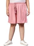 Indietoga Women's Plus Size Divided Skirt Culotte Shorts (P10001522_Pink Solid_7XL)