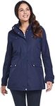 Weatherproof Women's Lightweight Anorak Rain Jacket with Detachable Hood - Softshell Water-Resistant Waterproof Raincoat with Adjustable Waist, Denim (Small)
