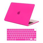 RUBAN Compatible with MacBook Air 13.6 inch Case 2024 2023 2022 Release A3113 A2681 M3 M2 Chip with Liquid Retina Display & Touch ID, Matte Hard Shell Case & Keyboard Cover (HOT Pink)