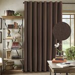 H.Versailtex Thermal Insulated Solid Color Blackout Patio Curtains,Textured Rich Linen Energy Smart Ring Top Sliding Door Curtain for Large Window, W100 x L96 inch - Cocoa Brown