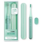 Aquasonic Icon ADA-Accepted Rechargeable Toothbrush | Magnetic Holder & Slim Travel Case | 2 Brushing Modes & Smart Timers | Modern & Convenient (Mint)