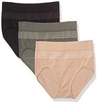 Warner's womens Blissful Benefits By Warner's Seamless Brief Panty 3 Pack Underwear, Stone/Toasted Almond/Black, X-Large US