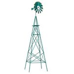 TANGKULA 8FT Windmill Yard Garden Metal Ornamental Wind Mill Weather Vane Weather Resistant (Green)