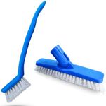 Clean-EEZ Grout Brush Combo Kit - Stand Up & Handheld V-Shaped Brushes with Curled Bristles - Easy Grout Cleaning without Bending - Perfect for Tile, Showers & Hard-to-Reach Spots - Durable