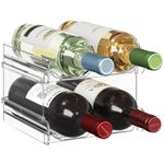 Lifewit Plastic Stackable Wine Rack for Refrigerator, Cabinet, Countertop,Wine Bottle Holder, Water Bottle Organizer for Floor Fridge, Tabletop Pantry, Hold 4 Bottles