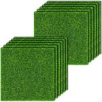 KISEER 12 Pack Fairy Garden Grass 6 x 6 Inches Miniature Artificial Craft Grass for Dollhouse Ornament DIY Decoration