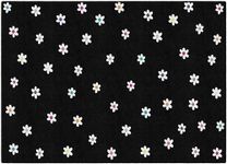 Flagship Carpets Schoolgirl Style Small Daisies on Black Educational Area Rug for Kids Room Seating Décor, Children's Classroom, Play Carpet for Teaching and Playroom, 5' x 7'6"