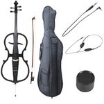 Cecilio CECO-1BK Ebony Fitted Silent Electric Cello, Style 1, Metallic Black, 4/4 (Full Size)