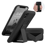 LAUDTEC Silicone Kickstand Case Compatible with iPhone X/XS case Vertical and Horizontal Stand Hand Strap Metal Kickstand, Flexible Soft Liquid Silicone Stand Case for iPhone X/XS (Black)