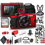 Olympus Tough TG-6 Waterproof Camera (Red) - Action Bundle - with 50 Piece Accessory Kit + Extra Battery + Float Strap + Sandisk 64GB Ultra Memory Card + Padded Case + More