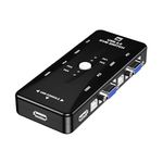 XIKKART 4 Ports USB KVM VGA Switcher, USB 2.0 KVM Switch Box Adapter, One-Button Swapping, 4 VGA Cables not Included, Ideal for PCs, Keyboard, Mouse, Scanner, Printer & More