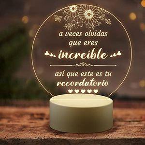 KAAYEE Regalo Originales para Mujer, Luz Nocturna Acrílica Grabada Regalo Cumpleaños Mujer, Regalo Original para Hombre Madre Amiga Hermana Profesora Compañera (Amiga-2)