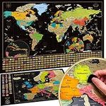 Two Scratch Off Maps - Scratch Off World Map + Europe Map - Deluxe Scratch-Off International Posters with Colourful Countries, Capitals, Cities, Landmarks, Cartography - Travel Gift - Made in Europe