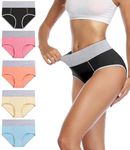 wirarpa Women's Cotton Underwear High Waist Briefs Ladies Soft Comfortable Panties 5 Pack Multicolored X-Large