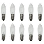 SQXBK 10PCS E10 Olive-Shaped Bulb 3W 17V 9x45MM/0.35x1.77Inch European Special Screw Base Clear Bulb