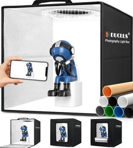 DUCLUS Light Box Photography, 12"x12" Professional Photo Booth Box with 8 Photo Backdrop, 112 LED Lights Dimmable & high CRI>95 Lightbox for Mini Product Photography: Jewelry, Miniature Models etc.