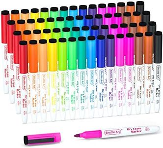 Shuttle Art Whiteboard Markers, 60 Colours Magnetic Whiteboard Pens Fine Tip and Eraser, Dry Wipe White Board Pens for Kids Writing on Whiteboards, Weekly Planner, Glass for School Office Home