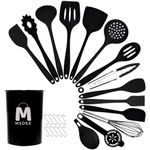 M MSDEE Cooking Utensils Set-16 Pcs Kitchen Utensils, Cooking Turners Gadgets Tools, Kitchen Accessories Heat Resistant Spatula Ladle Spoon for Non Stick Cookware (Silicone)