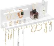 HappyHapi Hanging Jewelry Organizer Necklace Organizer Jewelry Hanger with 36 Hooks,Wall Mounted Jewelry Organizer for Necklace Earrings and Rings (White)