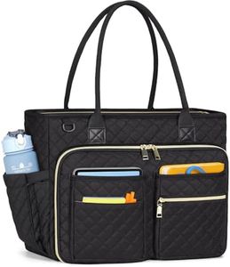 Teacher Tote Bag 15.6 inch Laptop Bag for Women Large Laptop Tote Work Bag Nurse Bag Professional Computer Messenger Bag with Insulated Pocket, Briefcase for Office, College, Nursing, Black