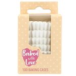 Baked with Love White Mini Cupcake Cases, 30mm Baking Cups, Greaseproof Paper Cases for Mini Muffins, Fairy Cakes, and Cupcakes, Pack of 100, 650542