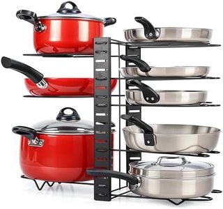 BELLE VOUS Organizador de Ollas y Sartenes - Soporte Ajustable de 8 Niveles para Orden de Alacena - Separador Vertical para Ordenar Cazuelas Platos Tapas y Menaje de Cocina