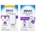 Zevo - Flying Insect Trap Value Pack Fly Trap + Refill Cartridge Pack (2 Plug-in Base+4 Total Replacement Cartridges)